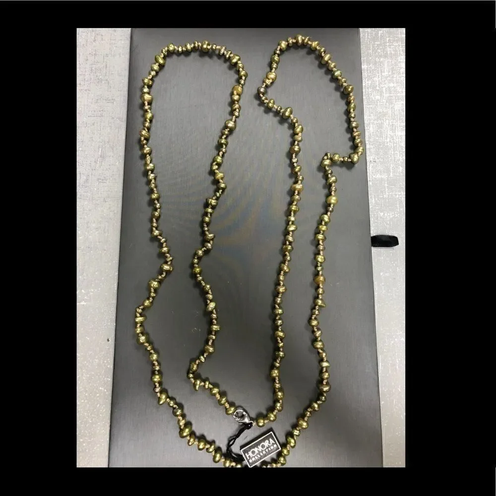 Honora Green Fresh Water Pearl Necklace  925 Ster